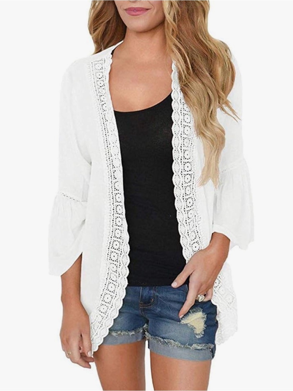 White Crochet Trim Swim Coverup